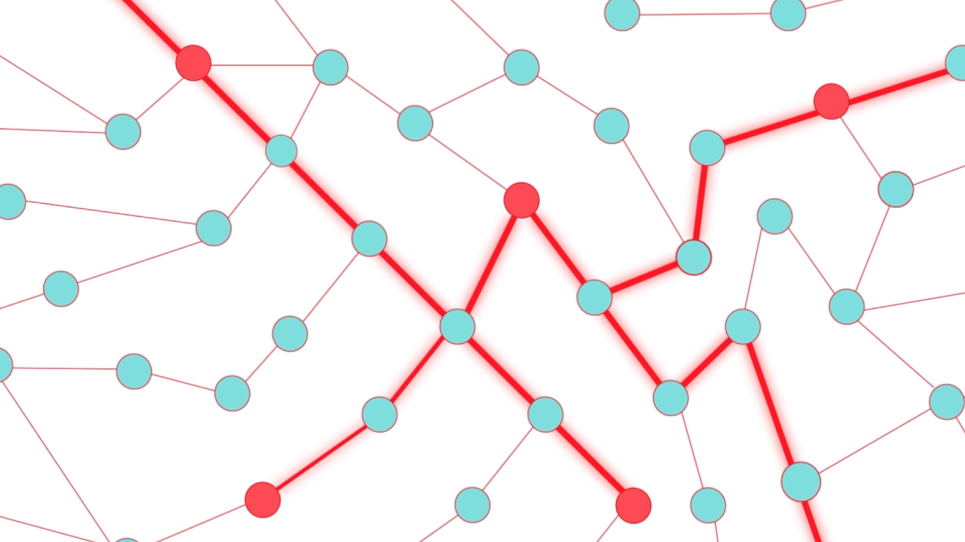 Stylized network diagram with red and blue connected nodes, representing how Knowledge Graph links education data like curricula, standards, and learning science.